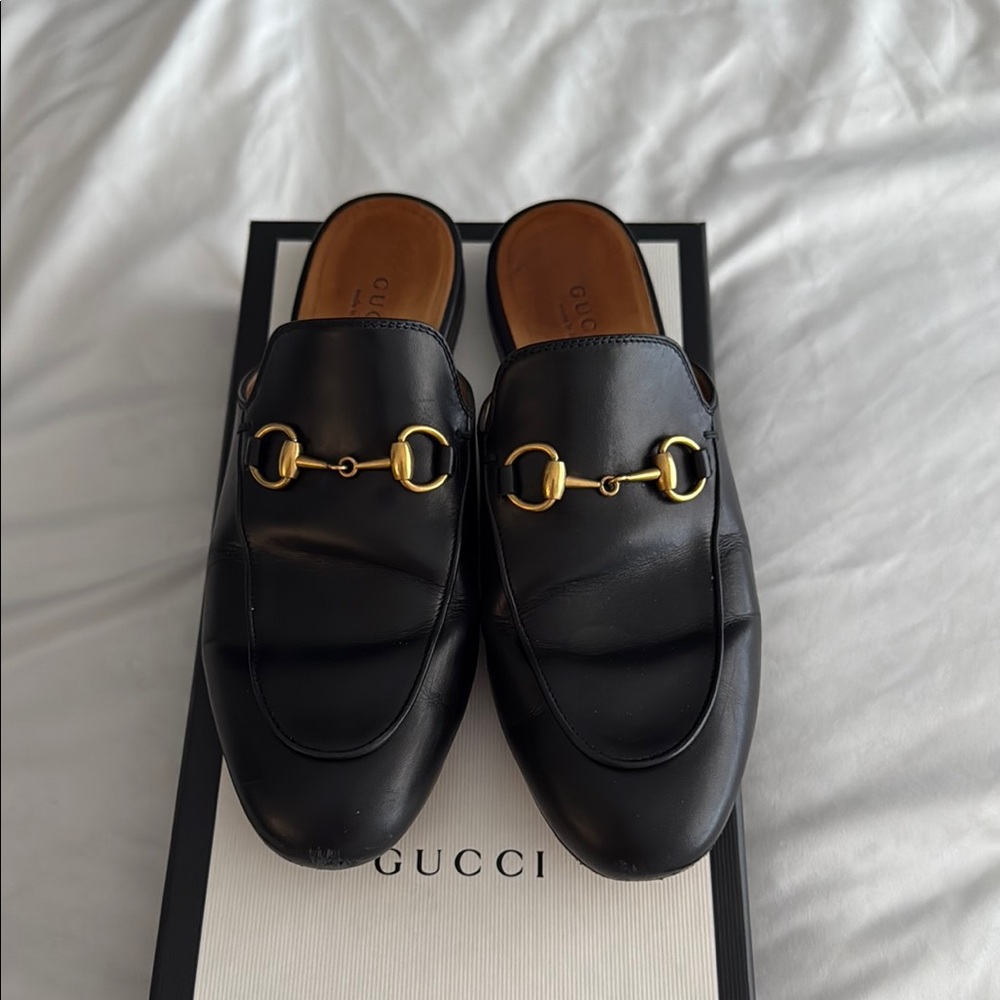 Gucci Black Leather Mules